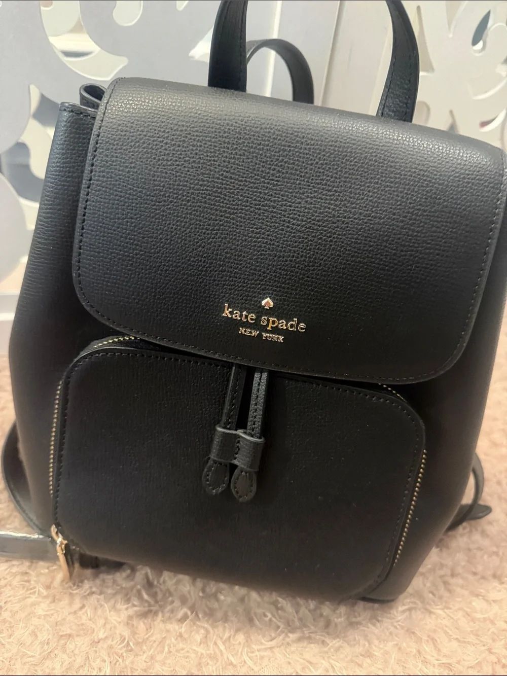 Kate Spade Black Leather Mini Backpack new Black